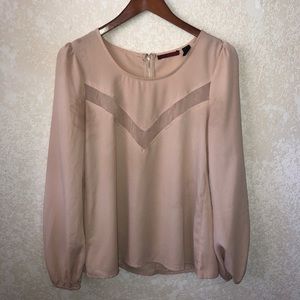 Long sleeve blouse with mesh detailing